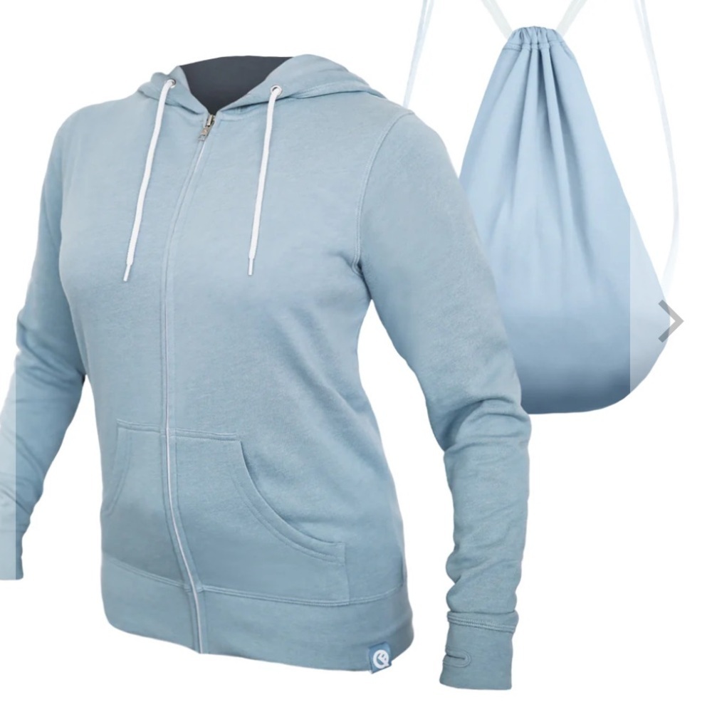 QUICKFLIP Women’s Hero Hoodie Lite Misty Blue Higgins Lake State Park Size 2XL - Picture 7 of 8